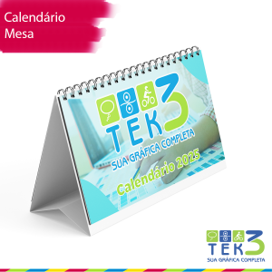 Calendário de Mesa - 16 páginas couchê 150g, Base Duplex sem impressão 10x14,8 4x4  Wire-o Bloco Calendário 12 Meses