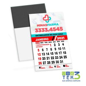 Ímã de Geladeira com Calendário  4x5 4x0  Canto Reto Bloco Calendário 12 Meses