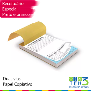 Receituário Especial Papel Autocopiativo 21x15 1x0 (preto)  Bloco de 50x2 via 