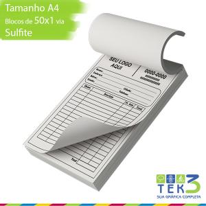 Talão A4 - Sulfite Papel off set 75g 10cm x15cm 1x0 (preto)  Bloco 50 folhas 